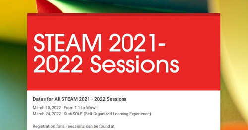 STEAM 2021- 2022 Sessions