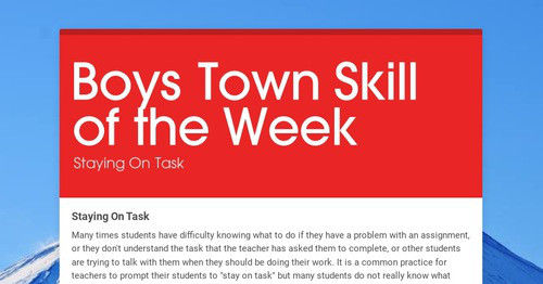 Boys Town Skill of the Week | Smore Newsletters