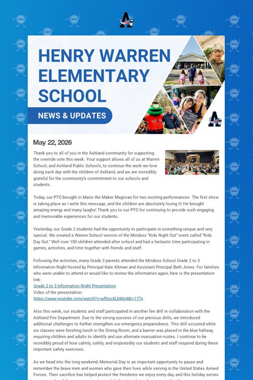 Warren School Weekly Update