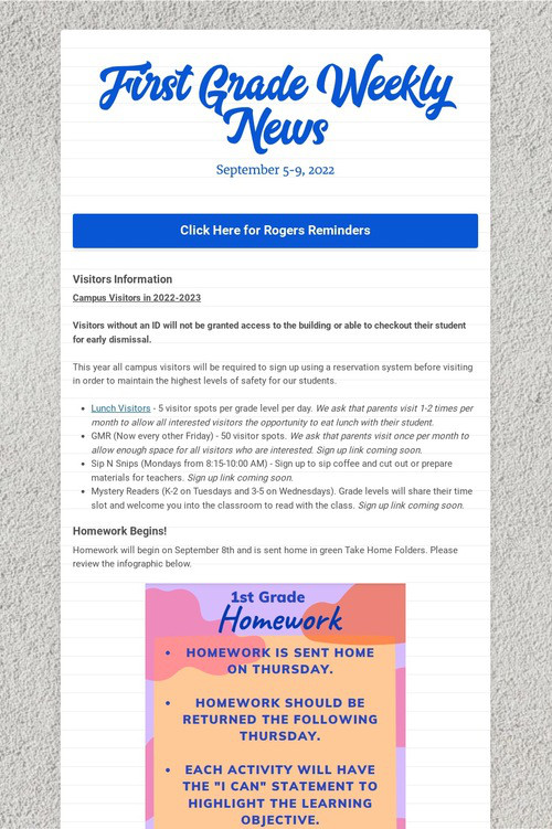 First Grade Weekly News