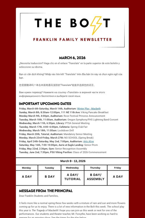 Weekly Family Newsletter