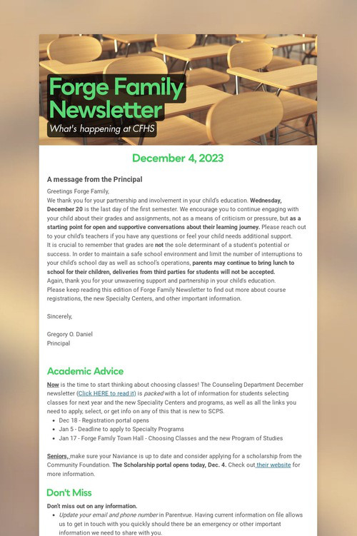 Forge Family Newsletter