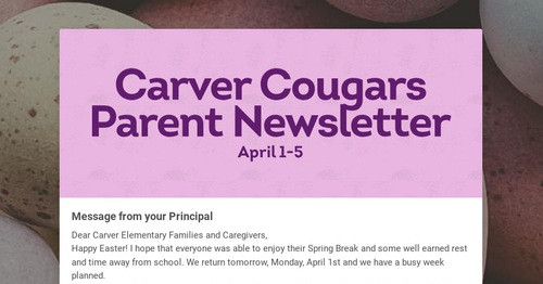 Carver Cougars Parent Newsletter