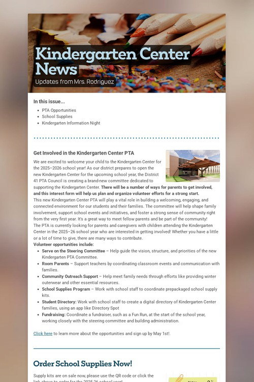 Kindergarten Center News