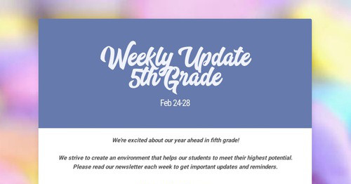 Weekly Update 5th Grade