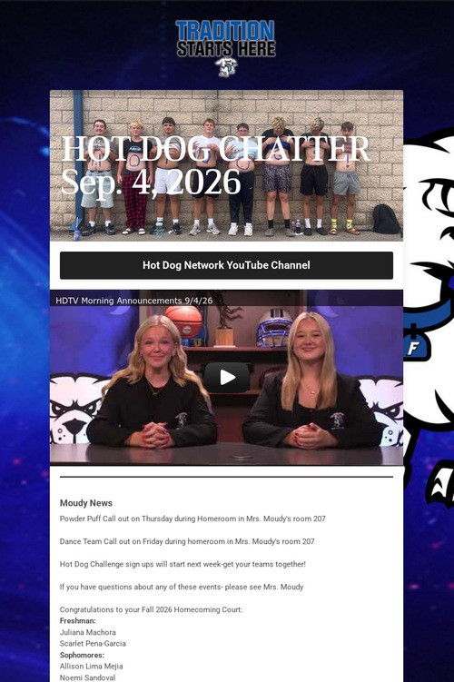 HOT DOG CHATTER Sep. 4, 2026