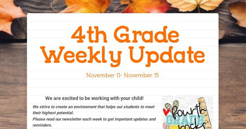 4th Grade Weekly Update