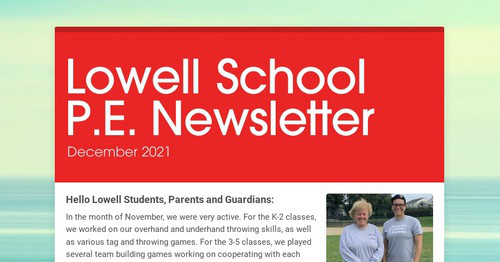 Lowell School P.E. Newsletter