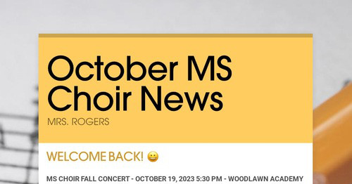 October MS Choir News