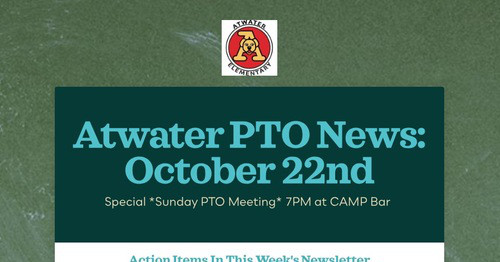 Atwater PTO News: October 22nd