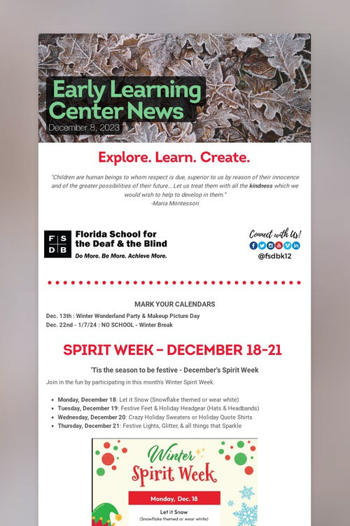 Early Learning Center News