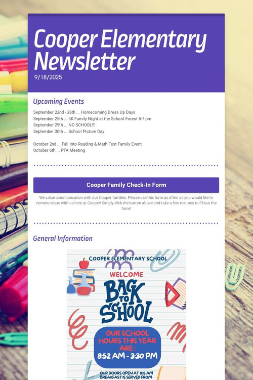 Cooper Elementary Newsletter