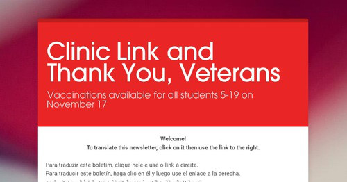 Clinic Link and Thank You, Veterans