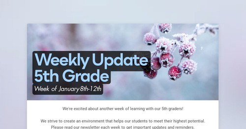 Weekly Update 5th Grade
