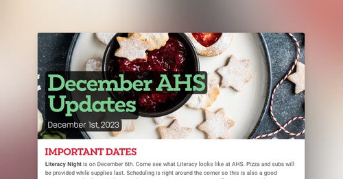 December AHS Updates