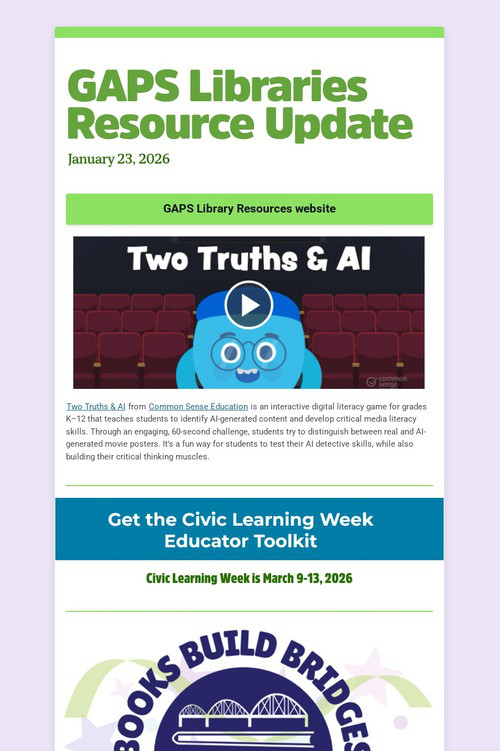 GAPS Libraries Resource Update