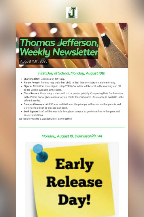 Thomas Jefferson, Weekly Newsletter