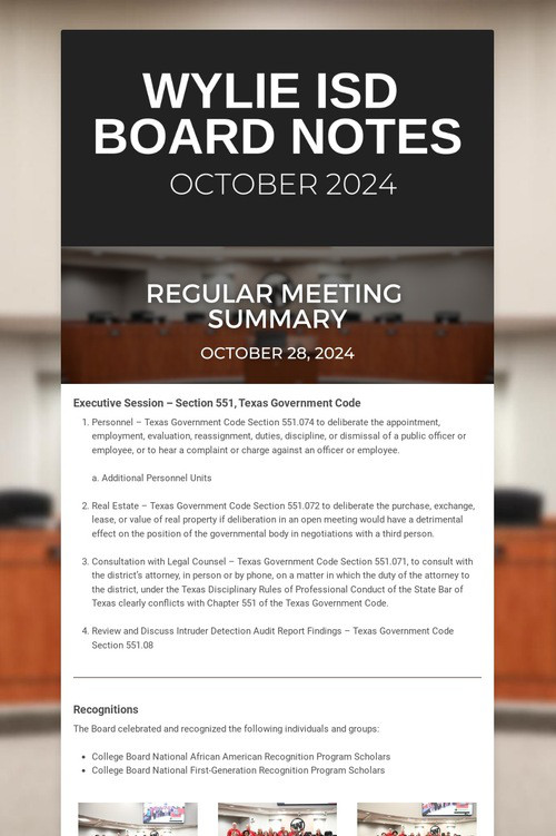 Wylie ISD Board Notes