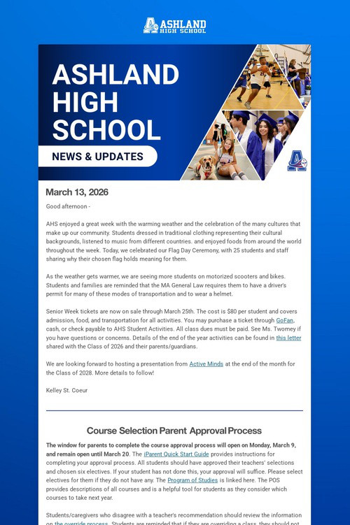 Ashland High School Weekly Update