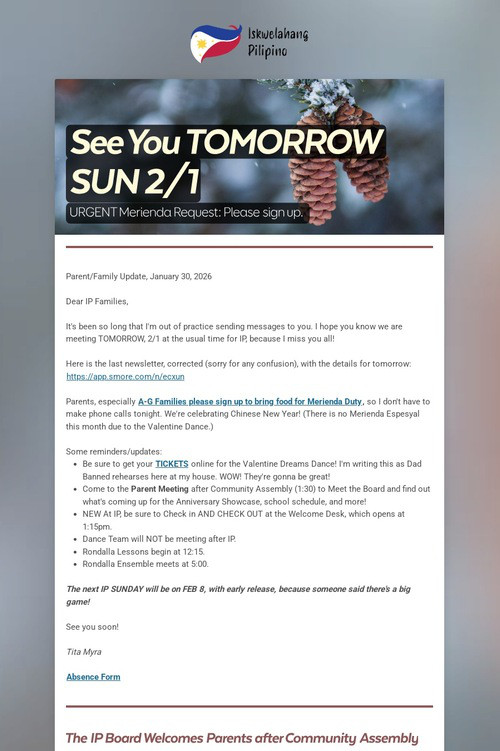 See You TOMORROW SUN 2/1