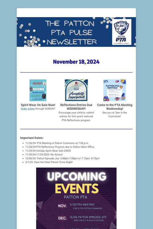 Patton PTA Pulse Newsletter