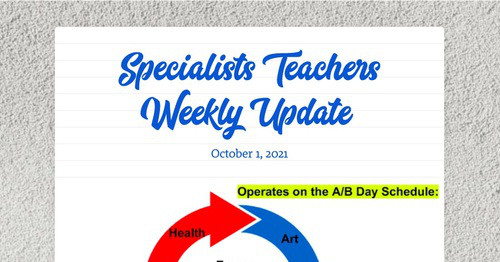 Specialists Teachers Weekly Update