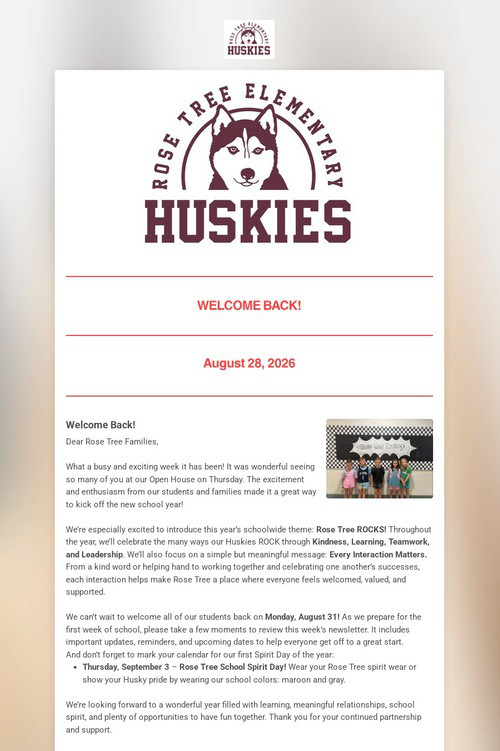 Rose Tree Elementary Weekly Update