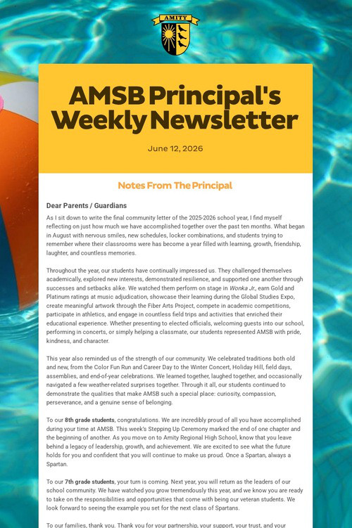AMSB Principal's Weekly Newsletter