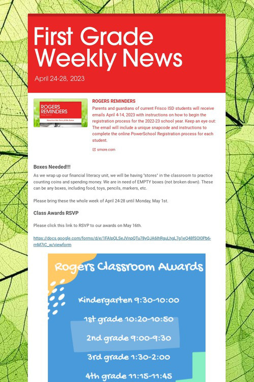 First Grade Weekly News