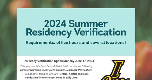 2024 Summer Residency Verification