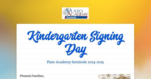 Kindergarten Signing Day