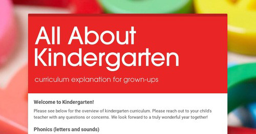 All About Kindergarten