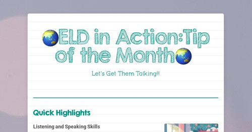 🌏ELD in Action:Tip of the Month🌏