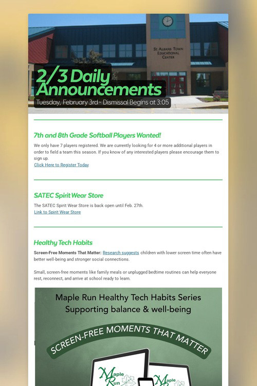 2/3 Daily Announcements