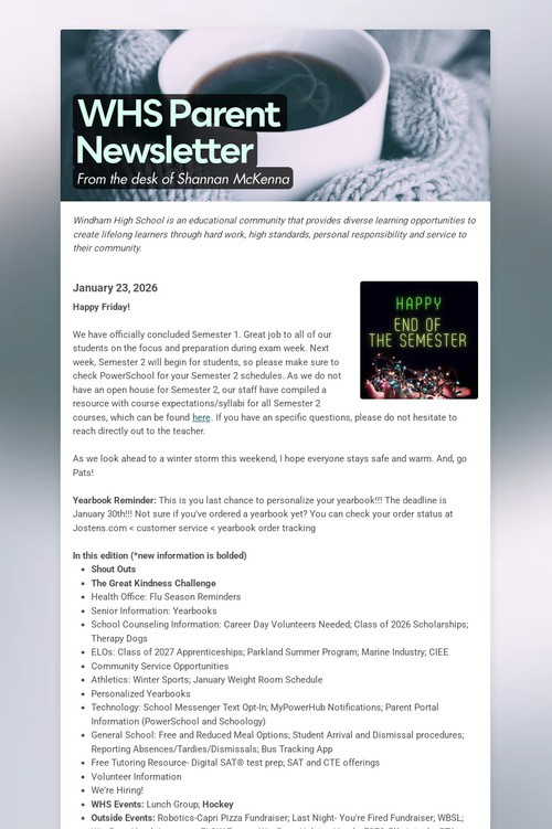 WHS Parent Newsletter