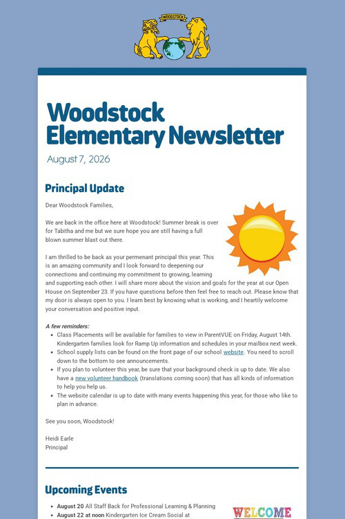 Woodstock Elementary Newsletter