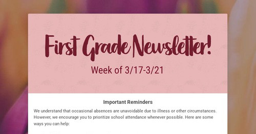 First Grade Newsletter!