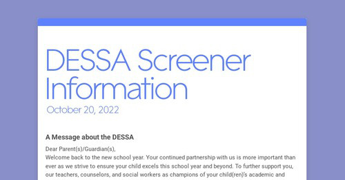 DESSA Screener Information