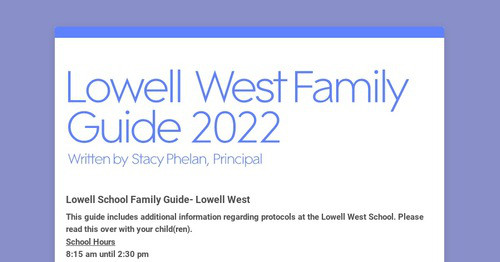 Lowell West Family Guide 2022