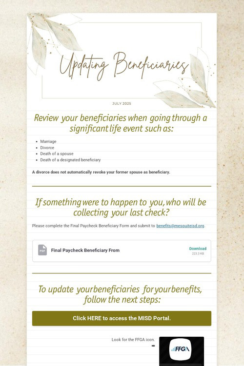 Updating Beneficiaries