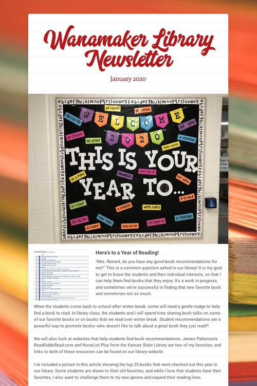 Wanamaker Library Newsletter