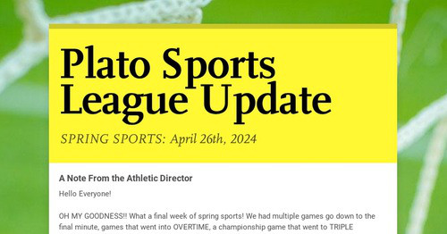 Plato Sports League Update