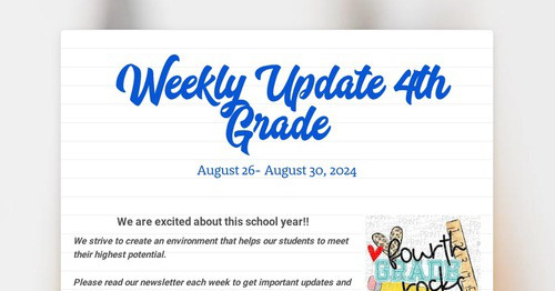 Weekly Update 4th Grade