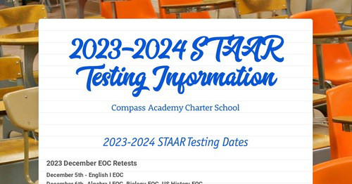 2022 2023 Staar Testing Information Smore Newsletters For Education