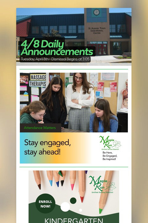 4/8 Daily Announcements