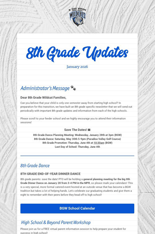 8th Grade Updates