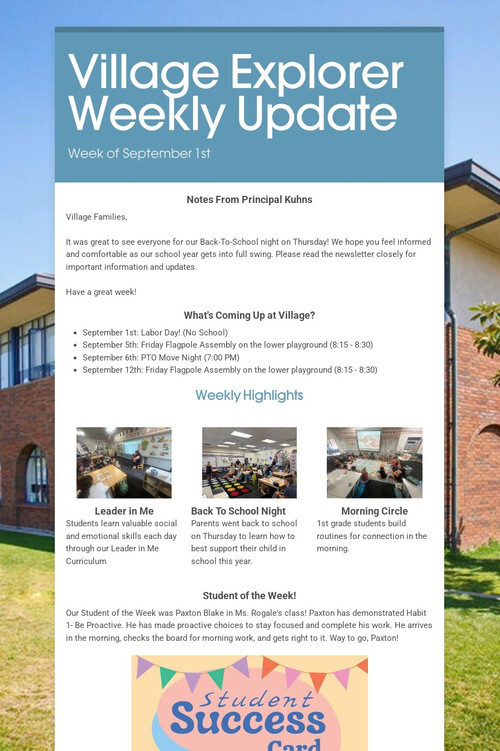 Village Explorer Weekly Update