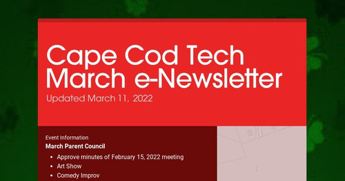 Cape Cod Tech March e-Newsletter