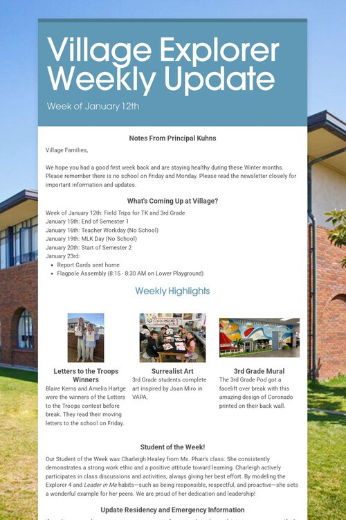 Village Explorer Weekly Update
