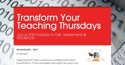 Transform Your Teaching Thursdays | Smore Newsletters for Education
